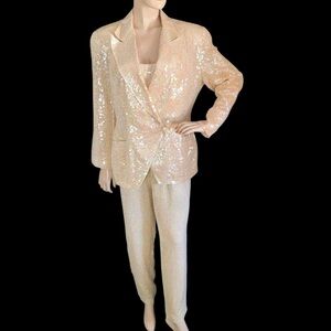 Vintage 3 Piece Sequin Pant Suit
